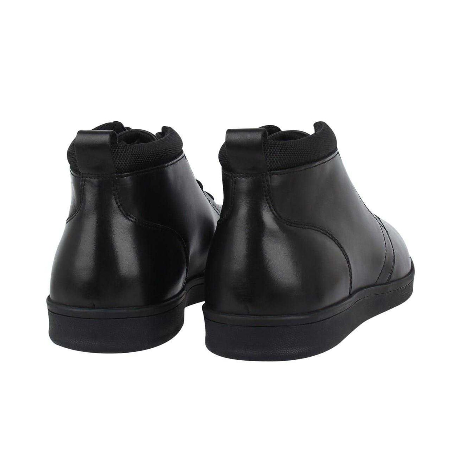 Black - Back - Firetrap Mens Elgan Leather Flat Boots