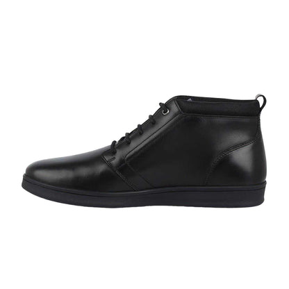 Black - Side - Firetrap Mens Elgan Leather Flat Boots