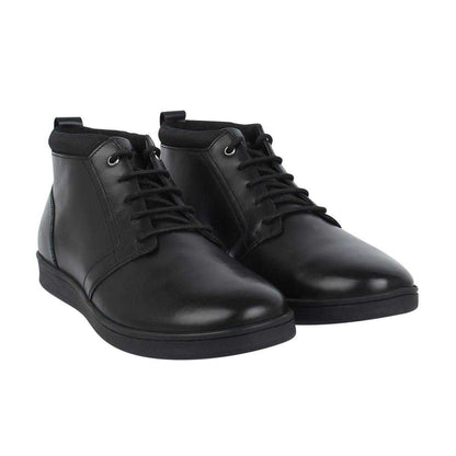 Black - Pack Shot - Firetrap Mens Elgan Leather Flat Boots