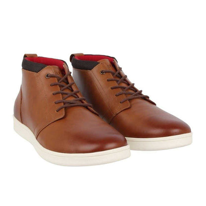 Tan - Pack Shot - Firetrap Mens Elgan Leather Flat Boots