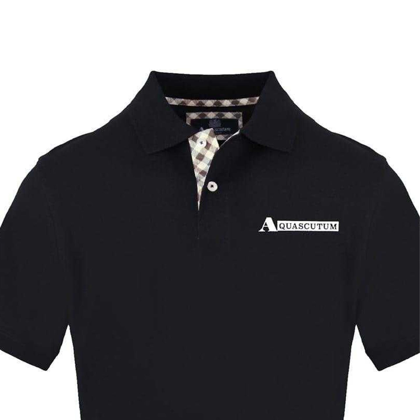 Black - Side - Aquascutum Mens Collared Short-Sleeved Polo Shirt