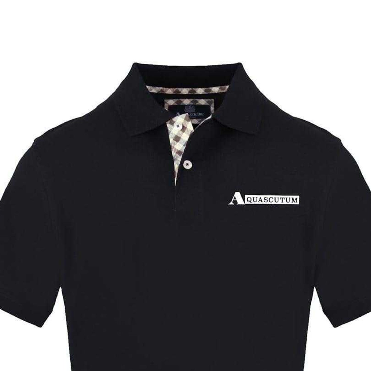 Black - Side - Aquascutum Mens Collared Short-Sleeved Polo Shirt