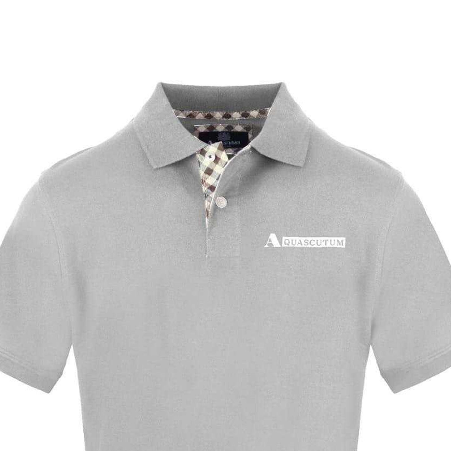 Grey - Side - Aquascutum Mens Collared Short-Sleeved Polo Shirt