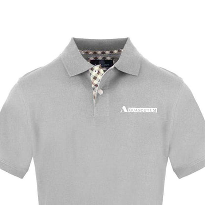 Grey - Side - Aquascutum Mens Collared Short-Sleeved Polo Shirt