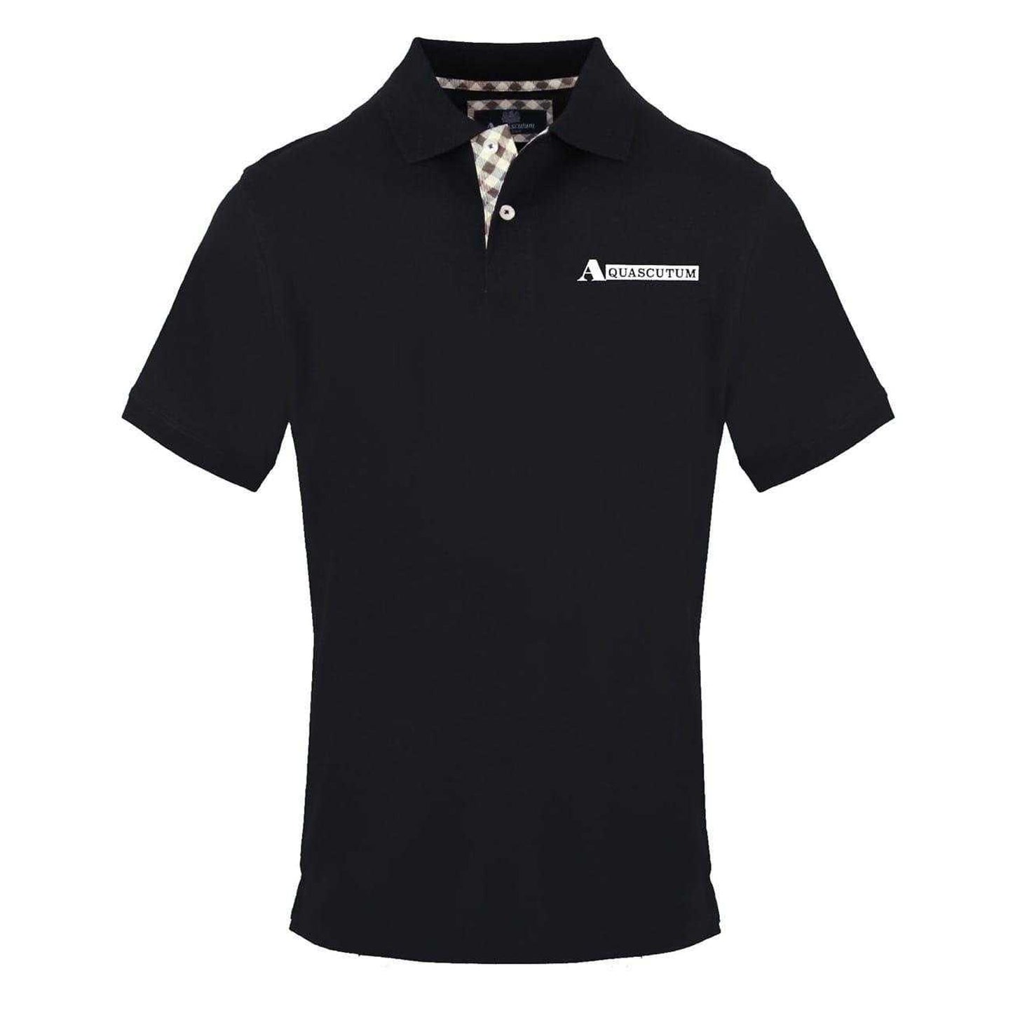 Black - Front - Aquascutum Mens Collared Short-Sleeved Polo Shirt