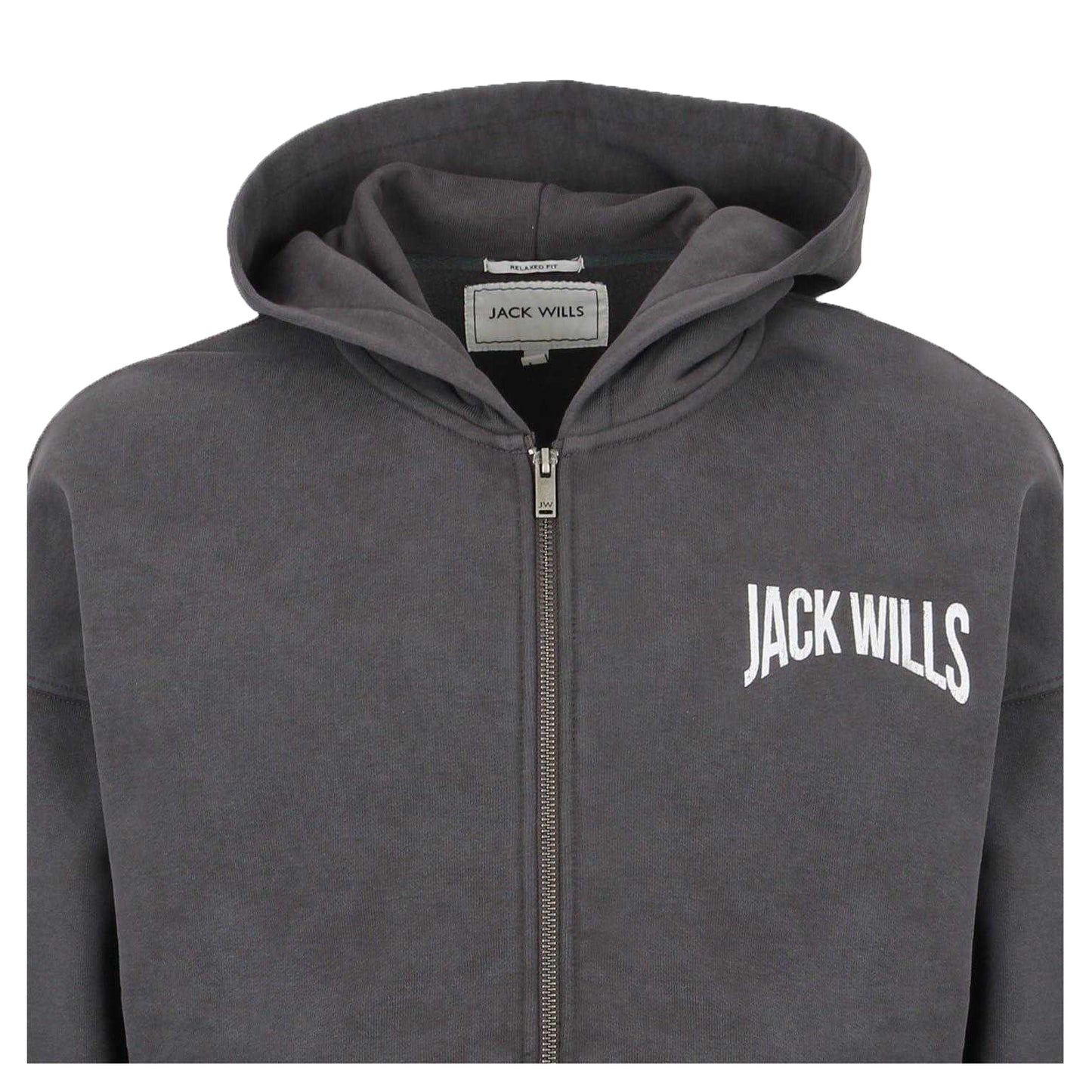 Forged Iron - Side - Jack Wills Mens Oversized Full Zip Hoodie