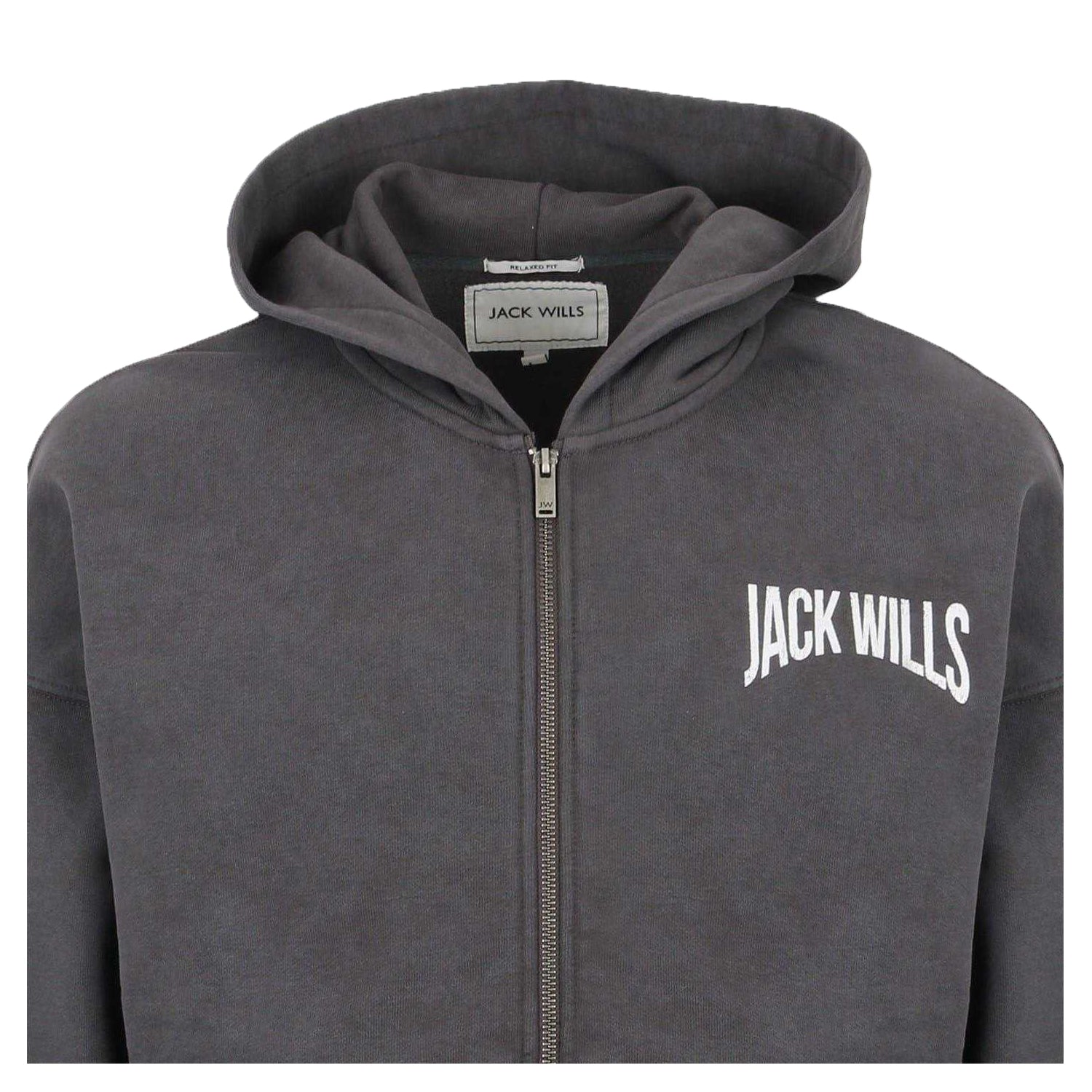Forged Iron - Side - Jack Wills Mens Oversized Full Zip Hoodie