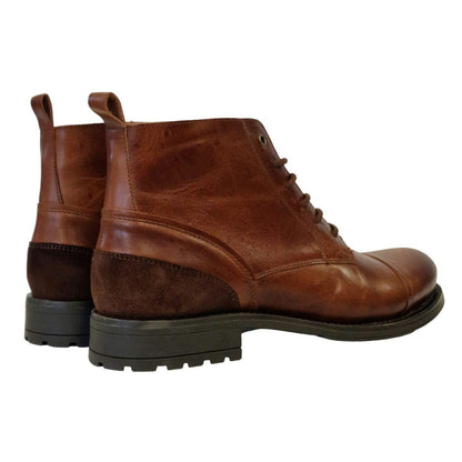 Tan - Back - Firetrap Mens Focus Leather Block Heel Boots