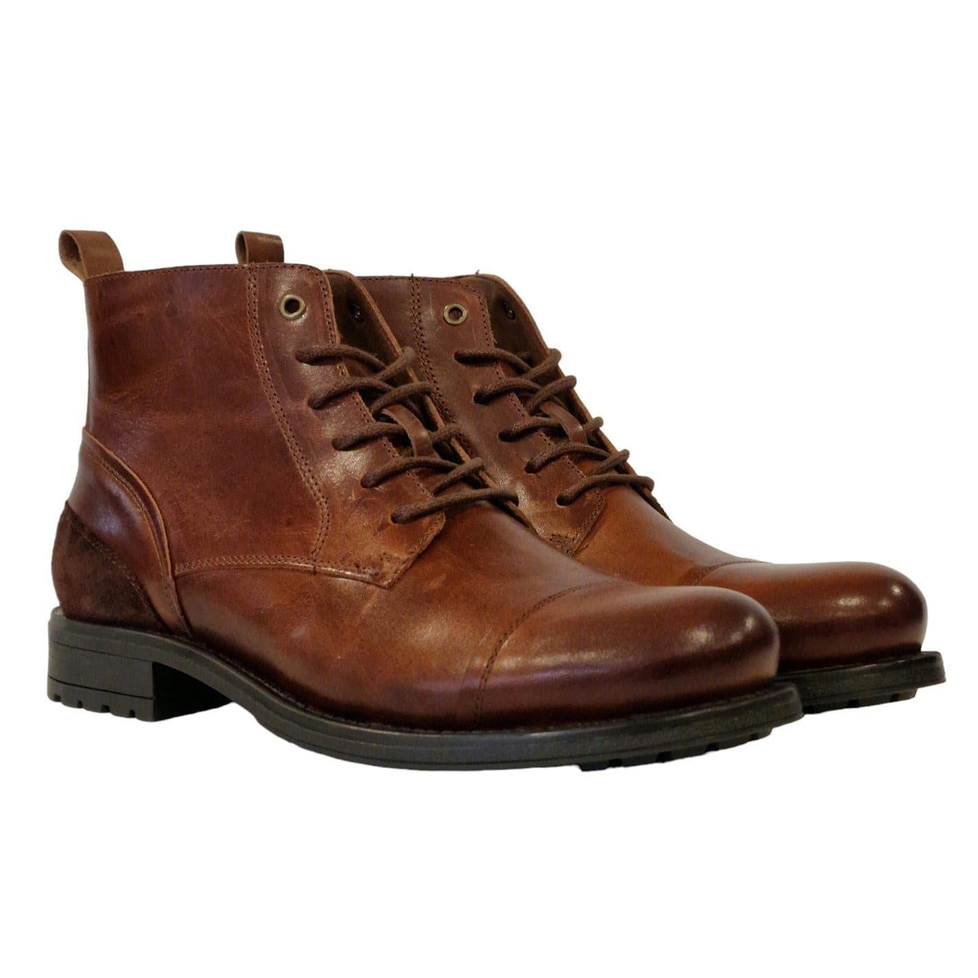 Tan - Pack Shot - Firetrap Mens Focus Leather Block Heel Boots