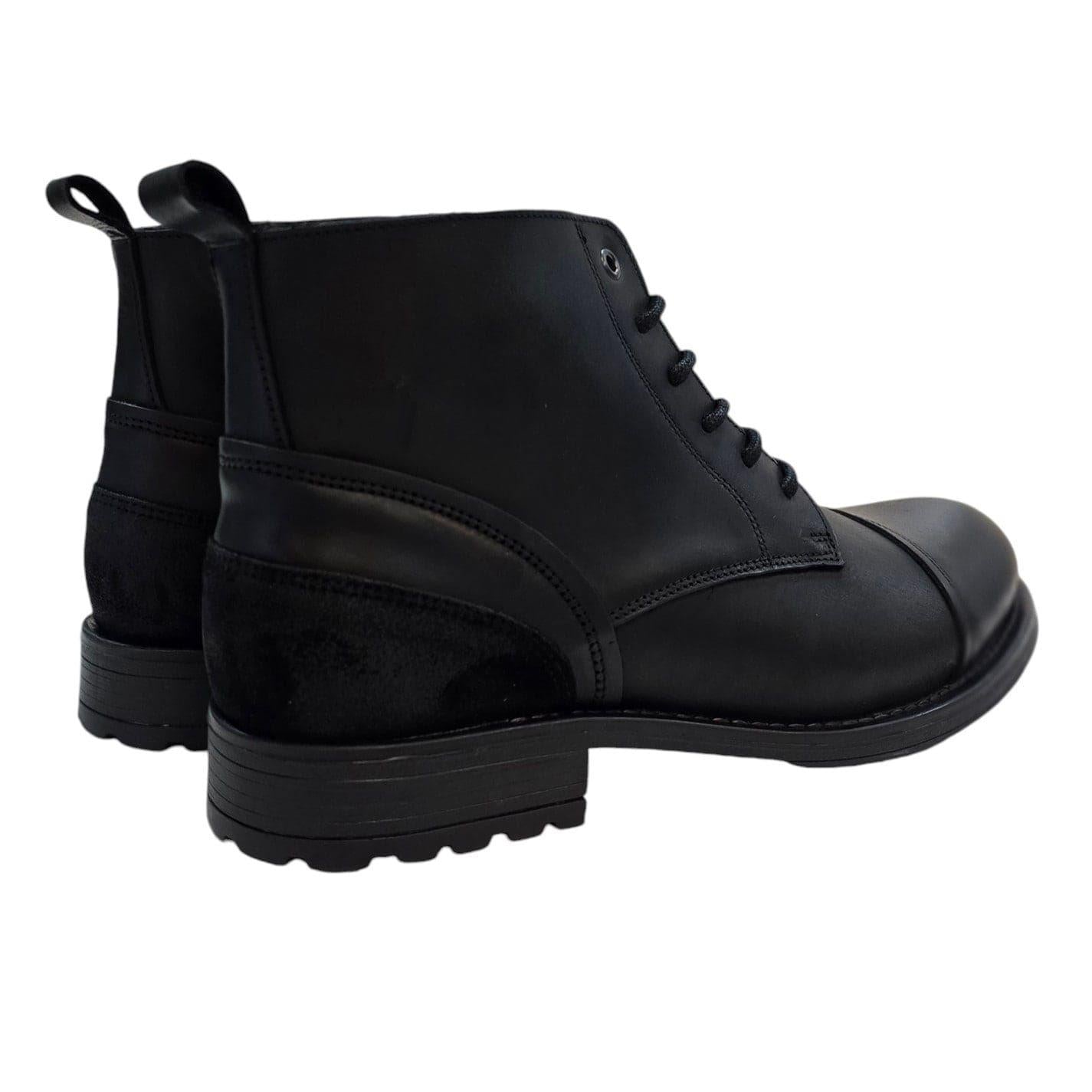 Black - Back - Firetrap Mens Focus Leather Block Heel Boots