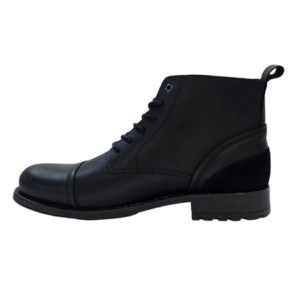 Black - Side - Firetrap Mens Focus Leather Block Heel Boots