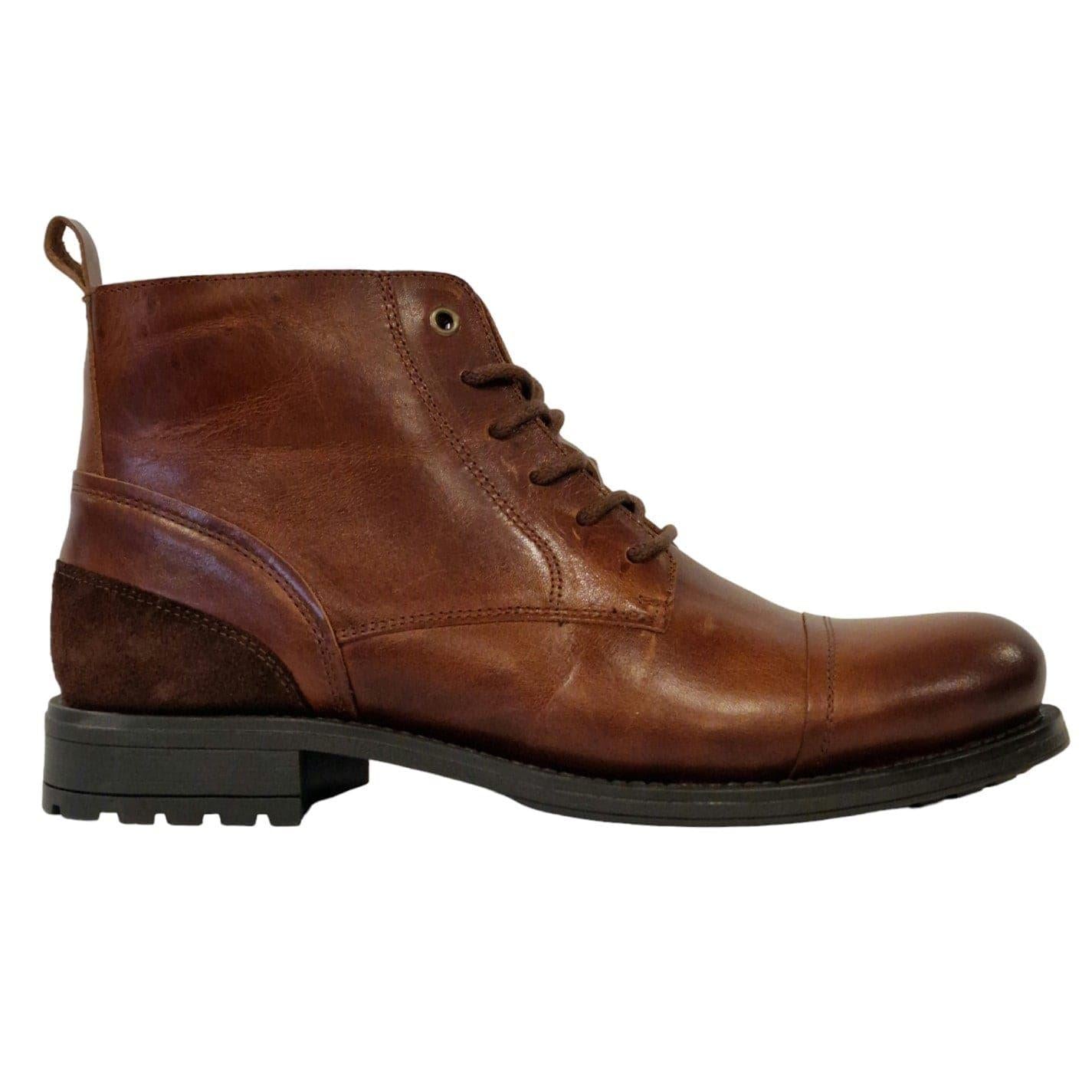 Tan - Front - Firetrap Mens Focus Leather Block Heel Boots