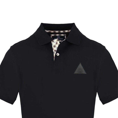 Black - Side - Aquascutum Mens Collared Short-Sleeved Polo Shirt