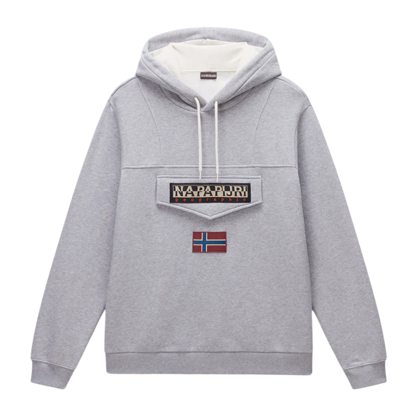 Grey Melange - Front - Napapijri Mens Burgee Regular Hoodie