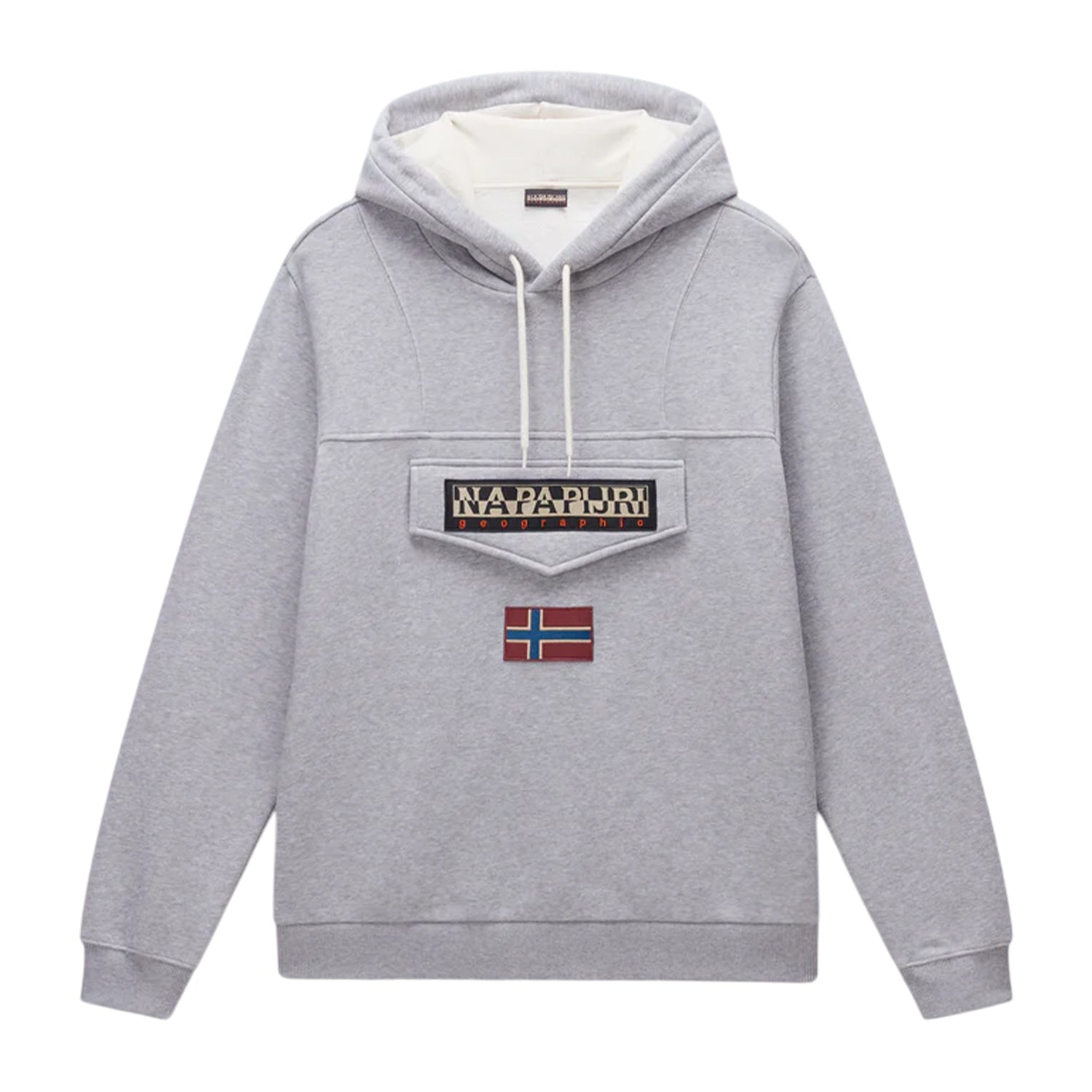Grey Melange - Front - Napapijri Mens Burgee Regular Hoodie