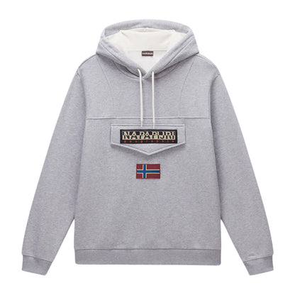 Grey Melange - Front - Napapijri Mens Burgee Regular Hoodie