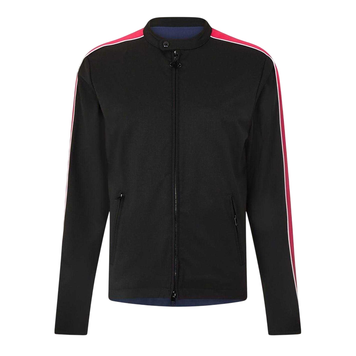Black-Red - Front - Diesel Mens Contrast Panel Long-Sleeved Biker Jacket