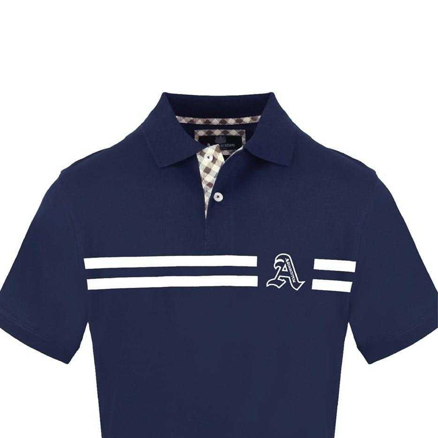 Navy - Side - Aquascutum Mens Collared Short-Sleeved Polo Shirt