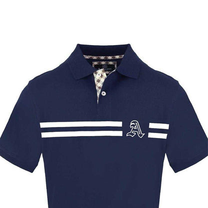 Navy - Side - Aquascutum Mens Collared Short-Sleeved Polo Shirt