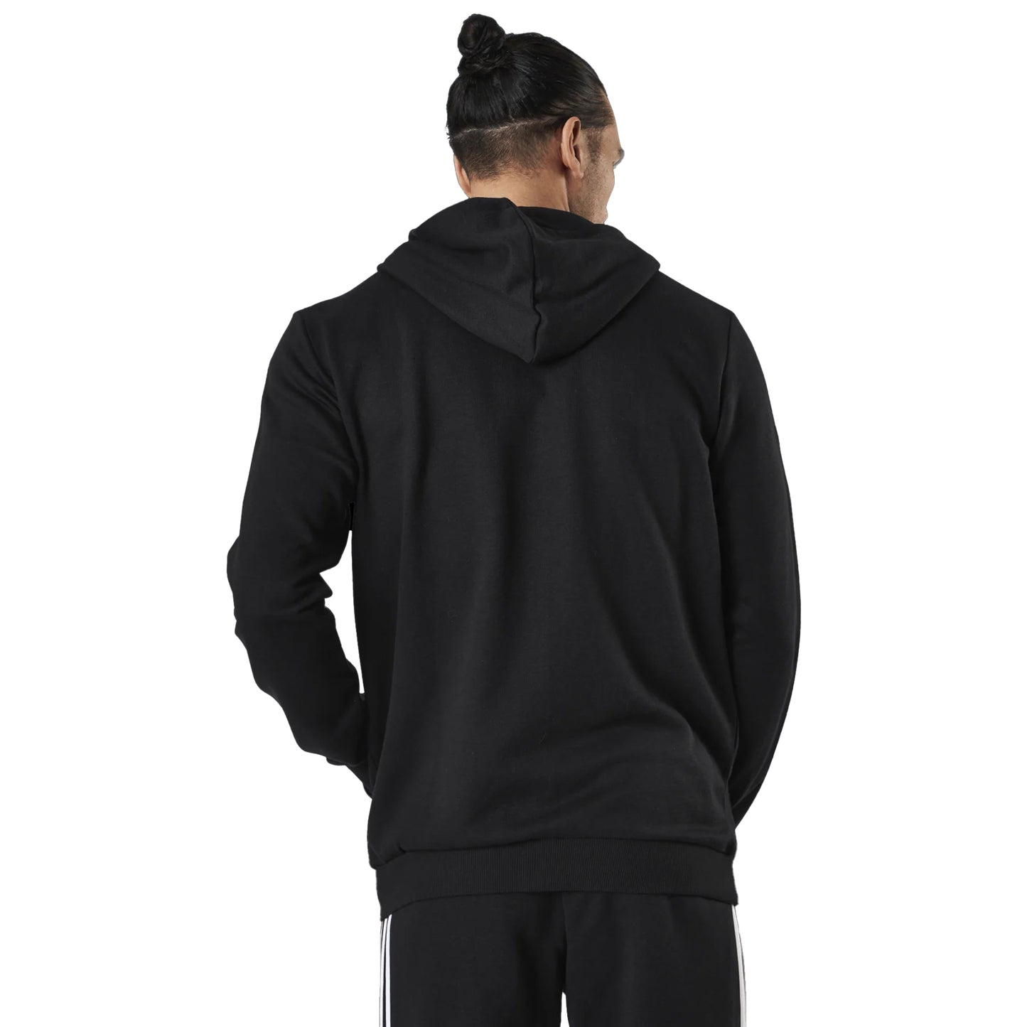 Black - Back - Adidas Mens Essentials 3 Stripes Full Zip Hoodie