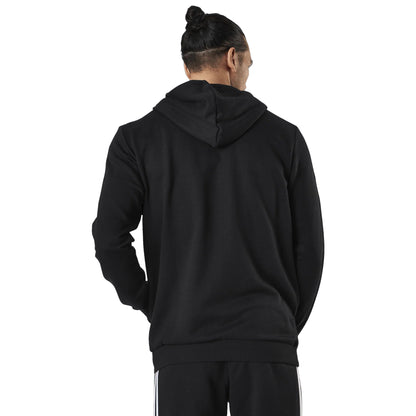 Black - Back - Adidas Mens Essentials 3 Stripes Full Zip Hoodie