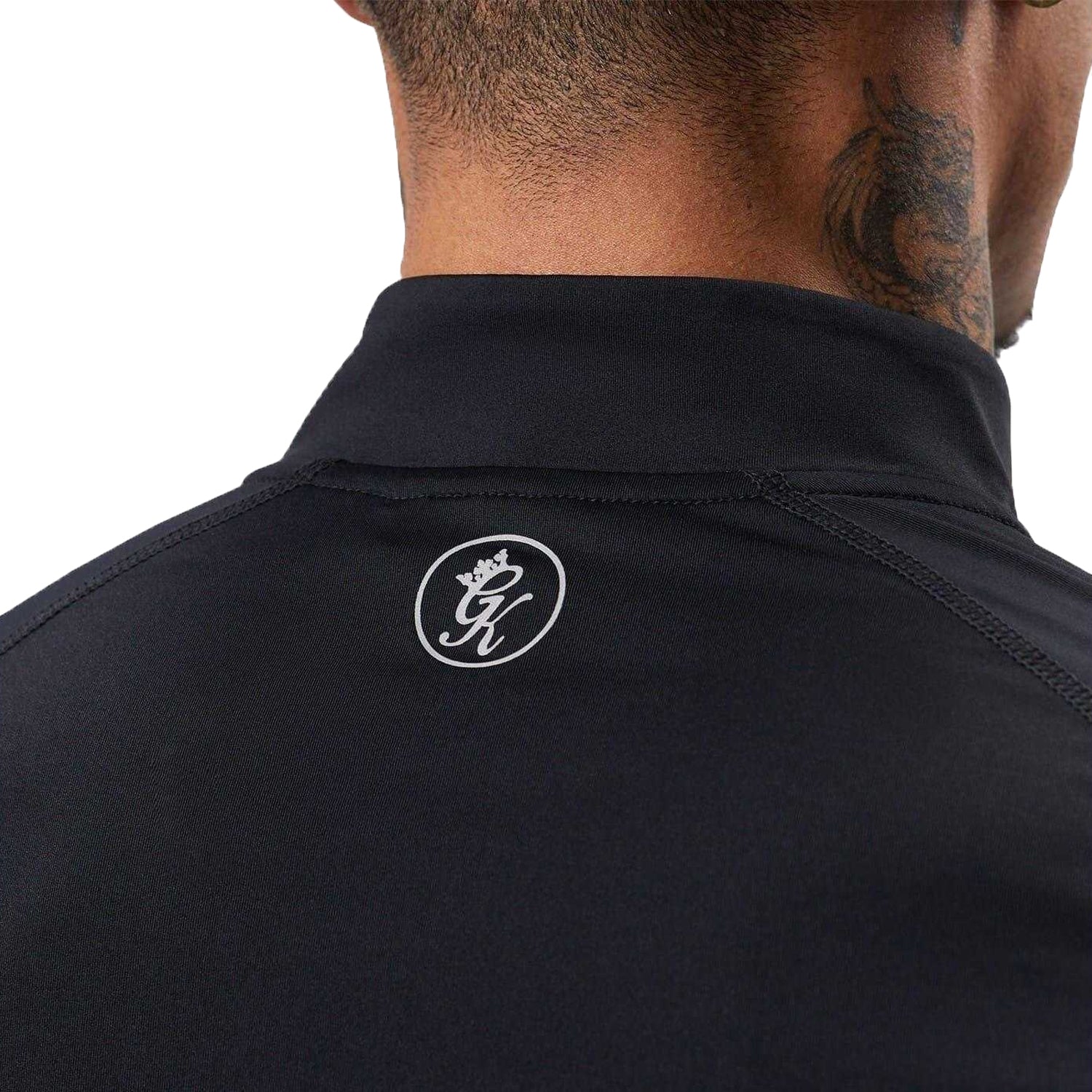 Black - Side - Gym King Mens Energy Quarter Zip Raglan Athletic Top