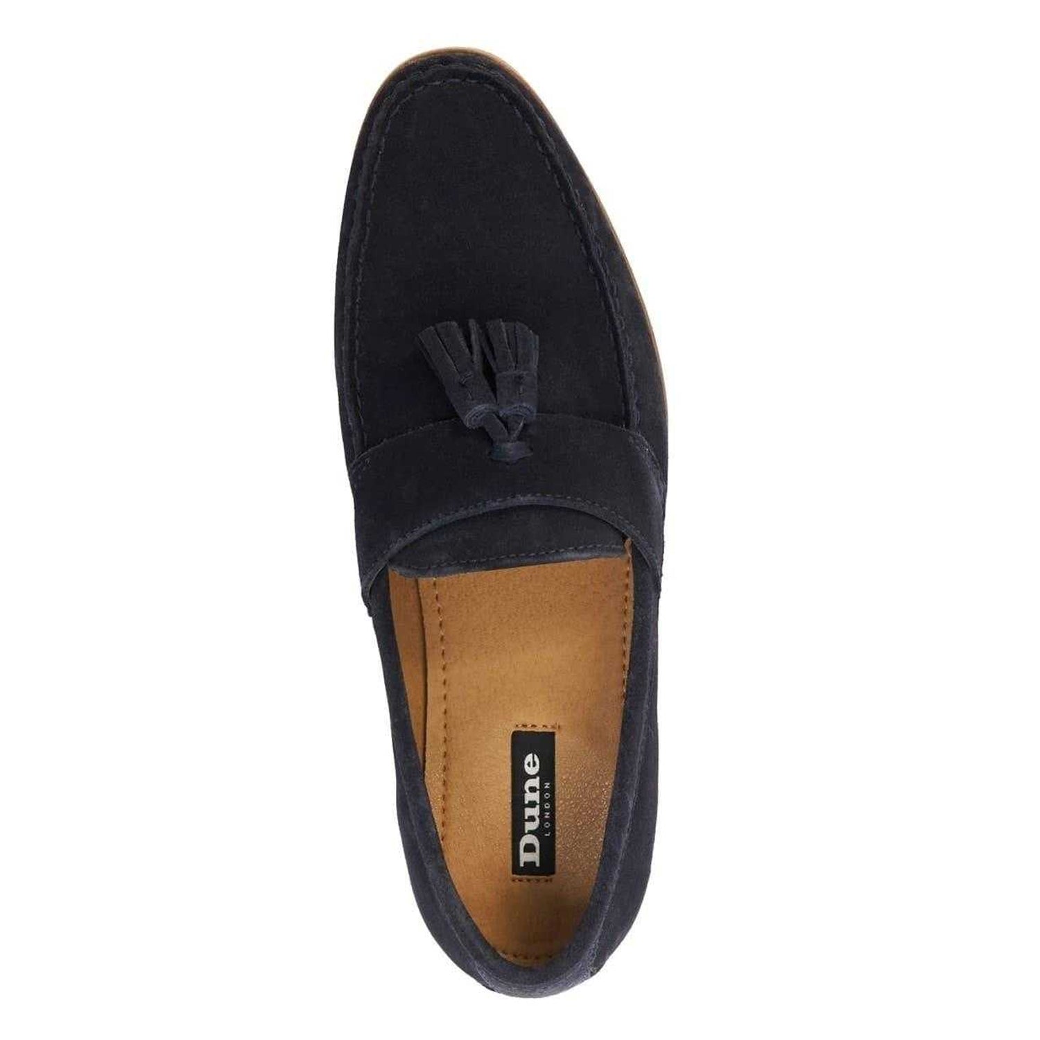 Navy-Suede - Lifestyle - Dune London Mens Bertie Suede Stack Heel Loafers
