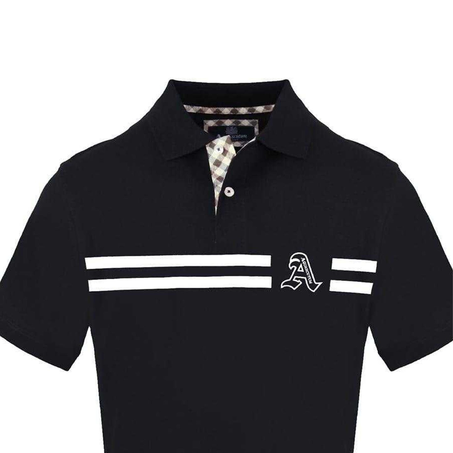 Black - Side - Aquascutum Mens Collared Short-Sleeved Polo Shirt