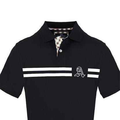 Black - Side - Aquascutum Mens Collared Short-Sleeved Polo Shirt