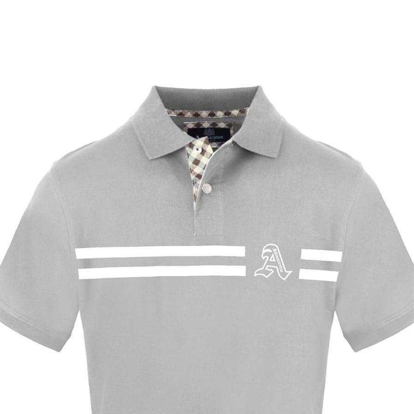 Grey - Side - Aquascutum Mens Collared Short-Sleeved Polo Shirt