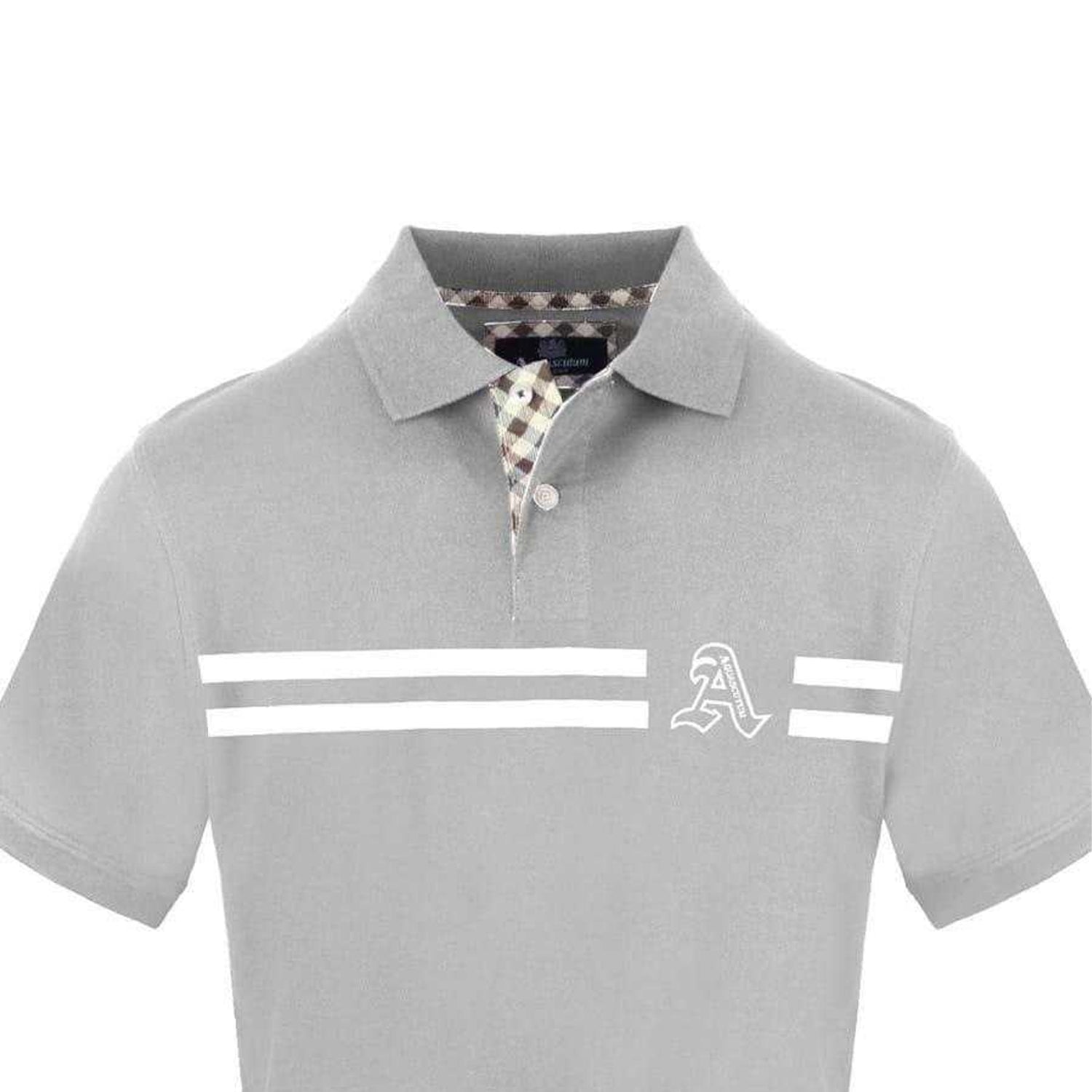 Grey - Side - Aquascutum Mens Collared Short-Sleeved Polo Shirt