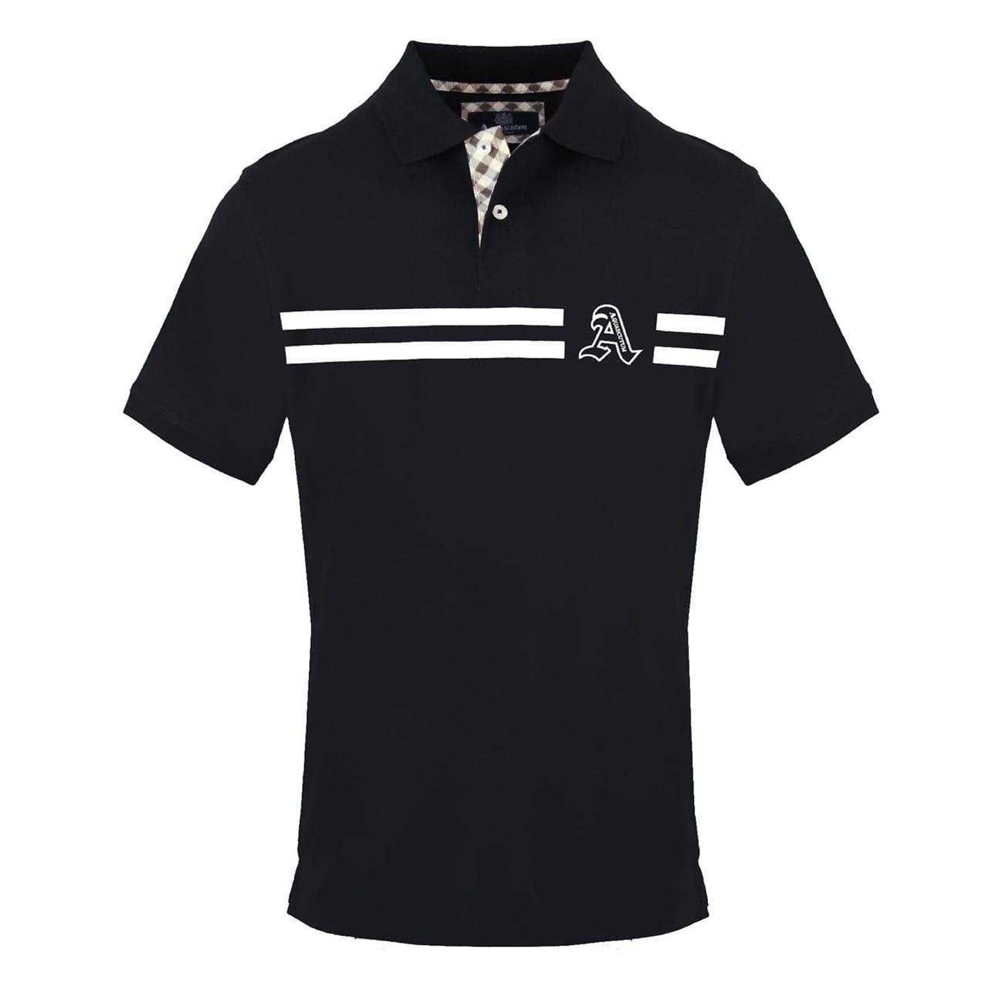 Black - Front - Aquascutum Mens Collared Short-Sleeved Polo Shirt