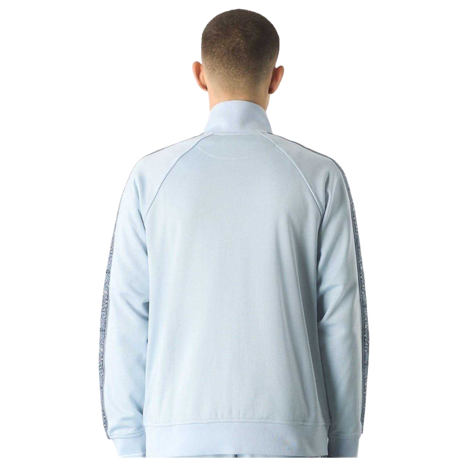 Light Blue - Back - Pretty Green Mens Eclipse Paisley Taped Raglan Track Top