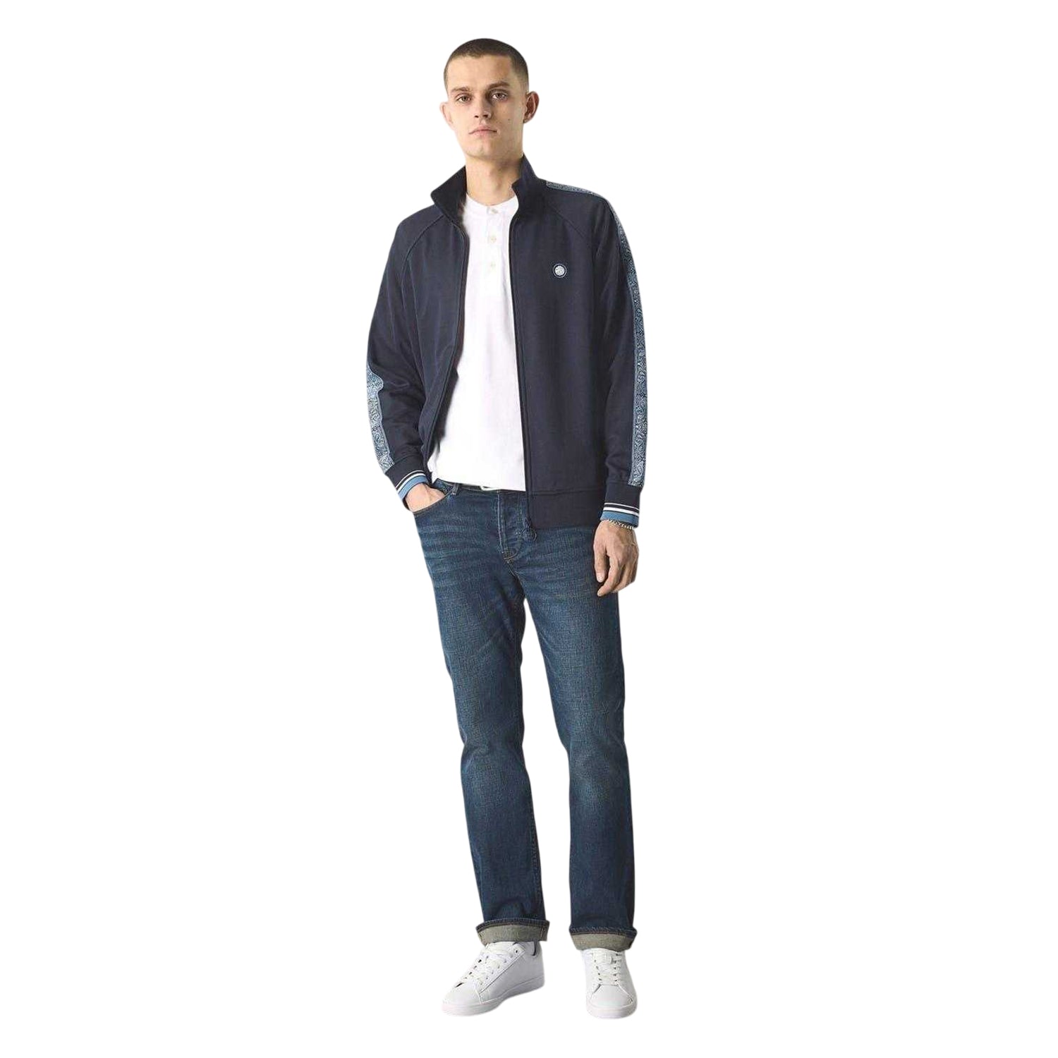 Navy - Lifestyle - Pretty Green Mens Eclipse Paisley Taped Raglan Track Top
