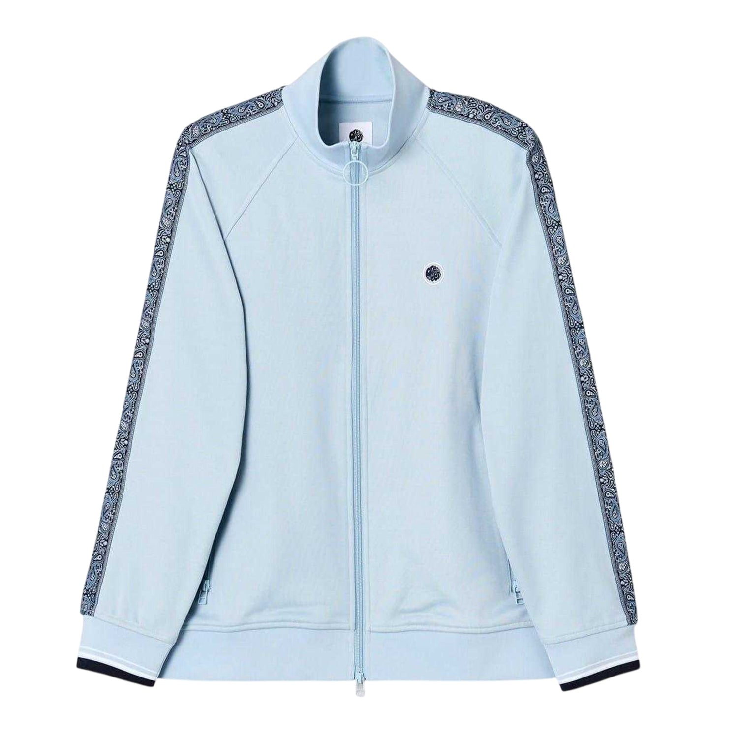 Light Blue - Front - Pretty Green Mens Eclipse Paisley Taped Raglan Track Top