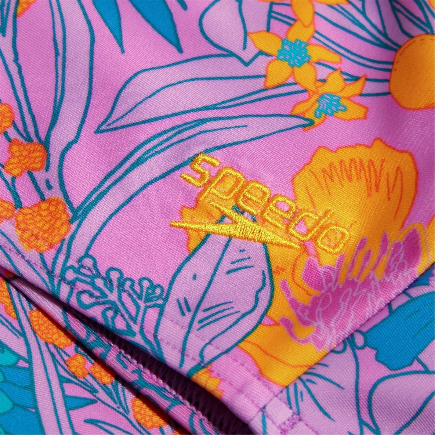 Purple-Yellow Print - Back - Speedo Womens-Ladies Floral Pattern Bikini Set