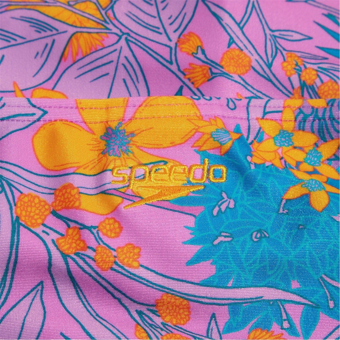 Purple-Yellow Print - Side - Speedo Womens-Ladies Floral Pattern Bikini Set