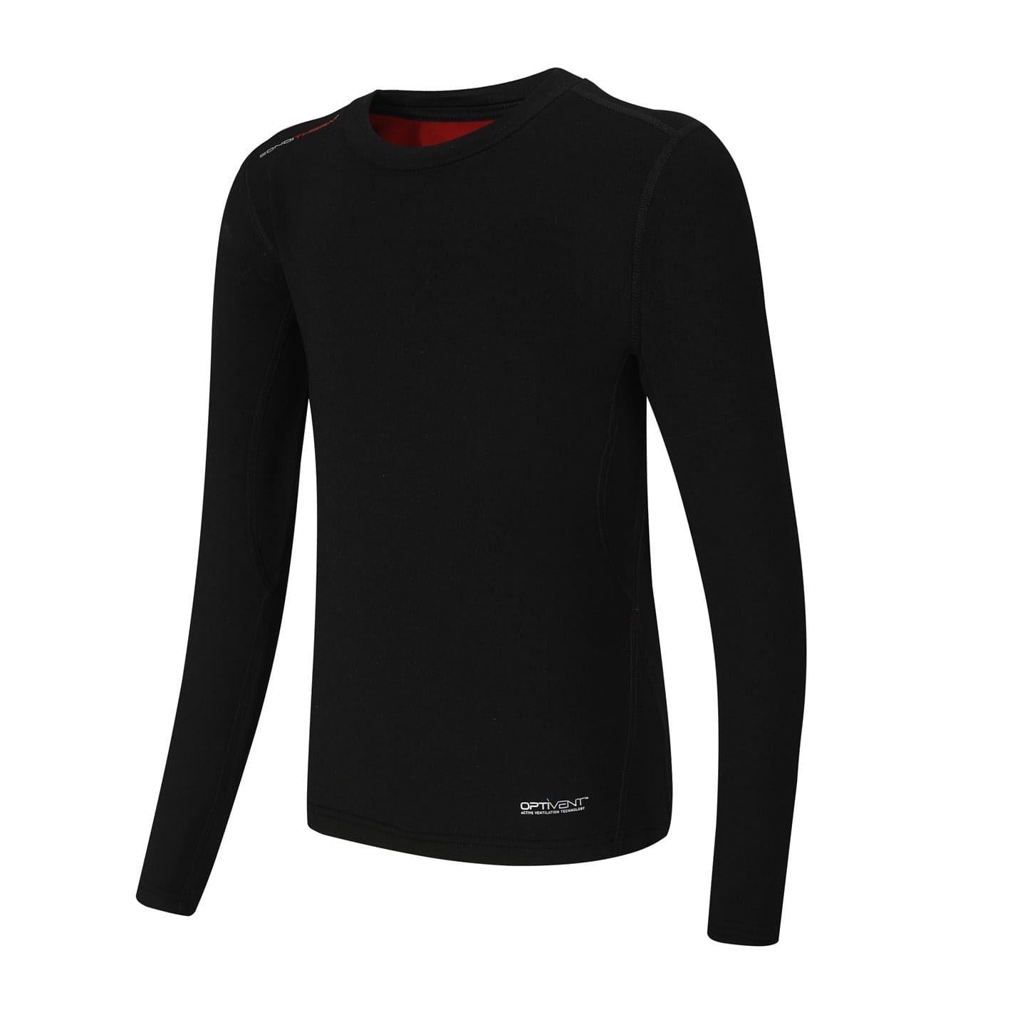 Black - Side - Sondico Boys Thermal Collared Base Layer Top