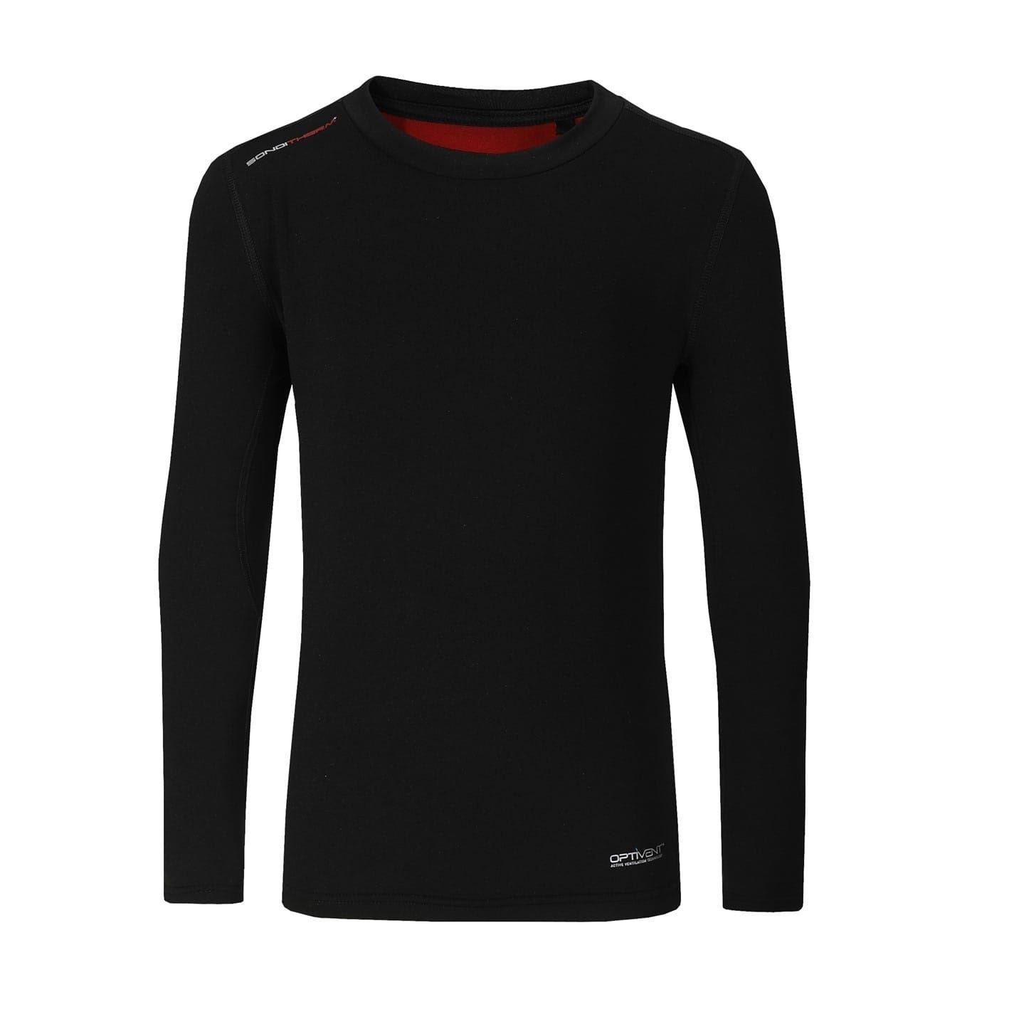 Black - Front - Sondico Boys Thermal Collared Base Layer Top