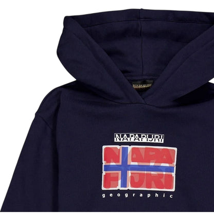 Marine Blue - Side - Napapijri Childrens-Kids Sella Flag Hoodie