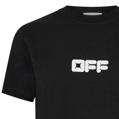 Black - Side - Off White Mens Cotton Slim T-Shirt