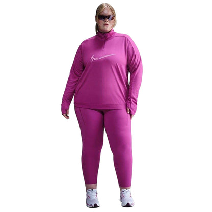 Fuchsia Pink - Pack Shot - Nike Womens-Ladies Reflective Quarter Zip Plus Athletic Top
