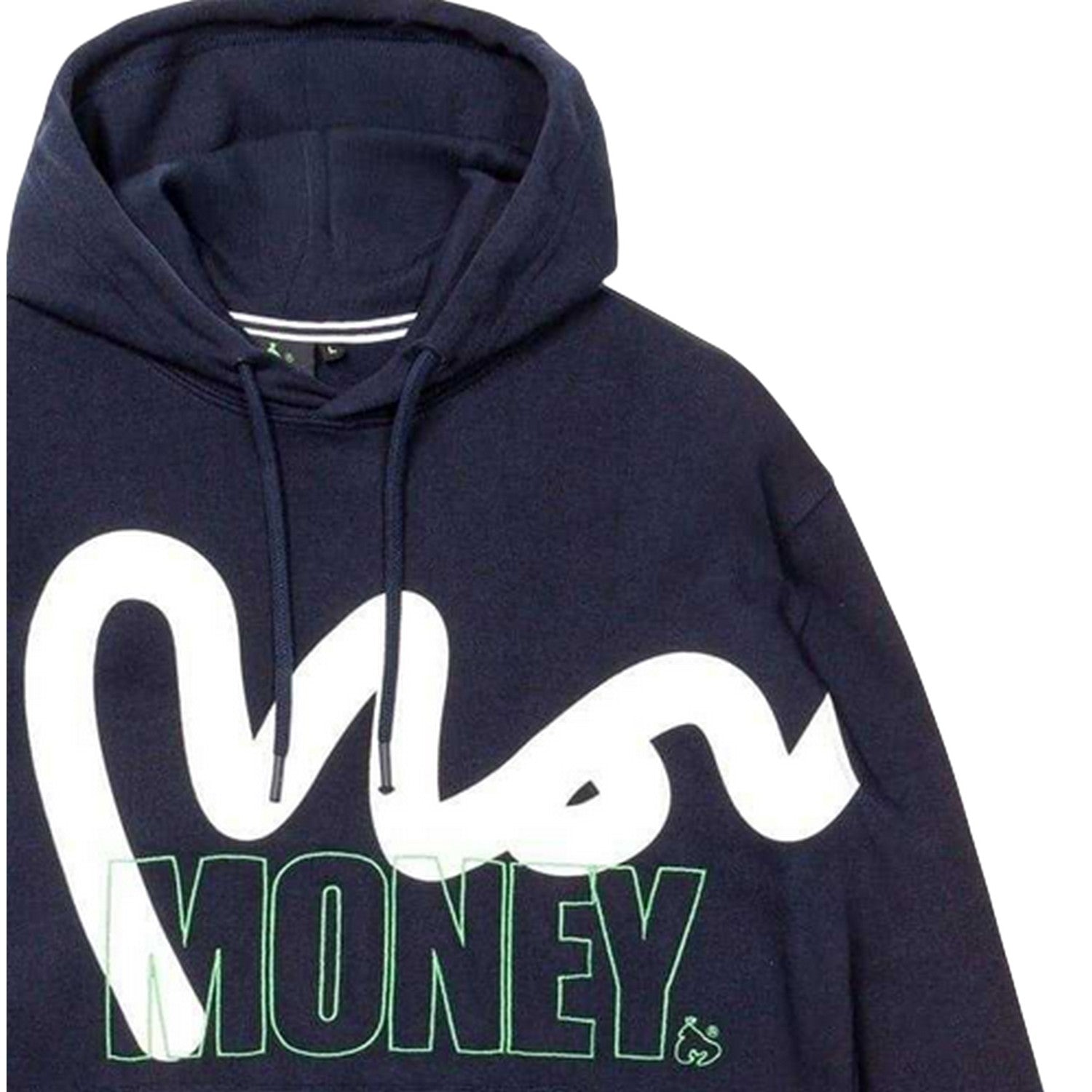 Navy - Side - Money Mens Block Stencil Hoodie