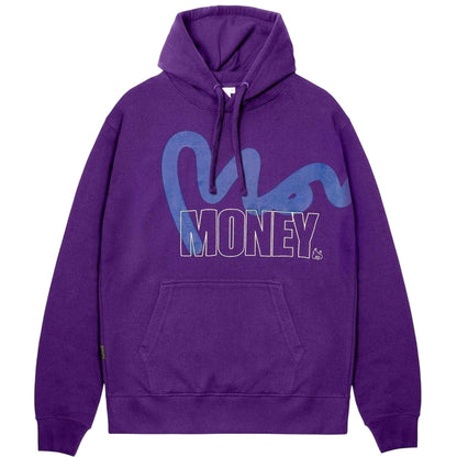 Purple - Front - Money Mens Block Stencil Hoodie