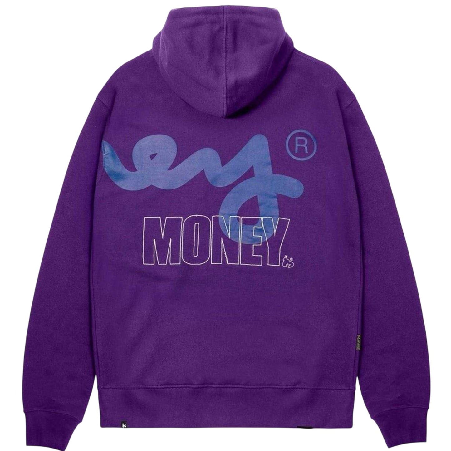Purple - Back - Money Mens Block Stencil Hoodie