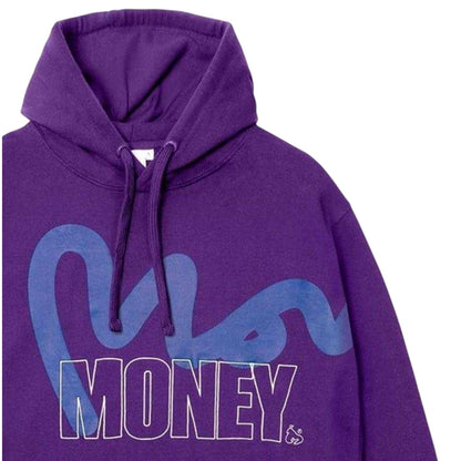 Purple - Side - Money Mens Block Stencil Hoodie
