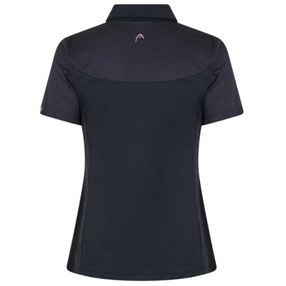 Black-White - Back - Head Womens-Ladies Floral Performance Polo Shirt