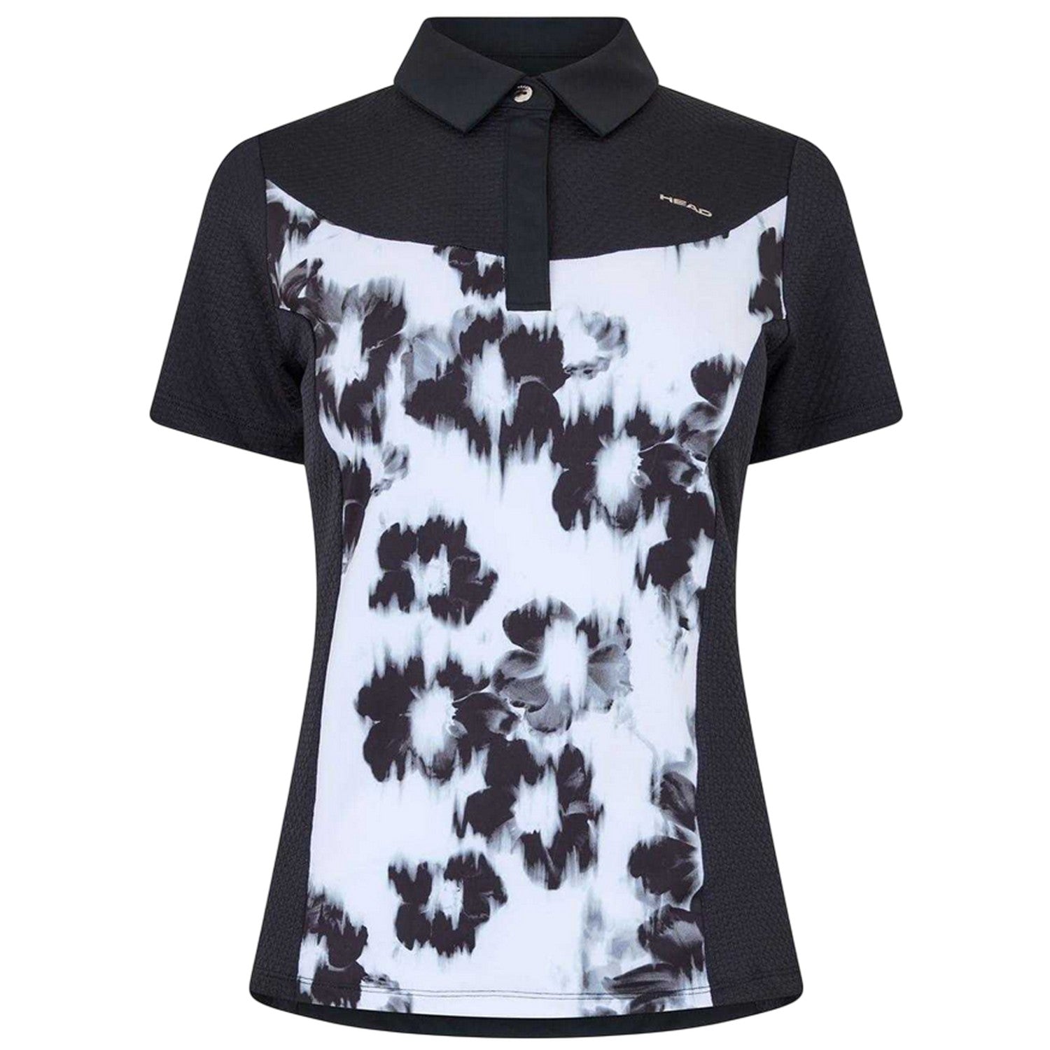 Black-White - Front - Head Womens-Ladies Floral Performance Polo Shirt