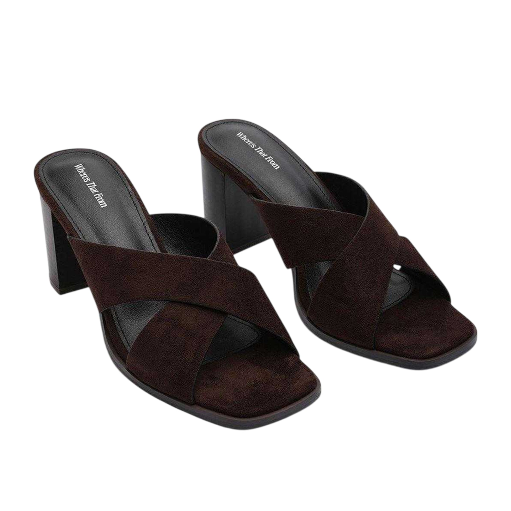 Dark Brown - Side - Where´s That From Womens-Ladies Block Heel Sandals