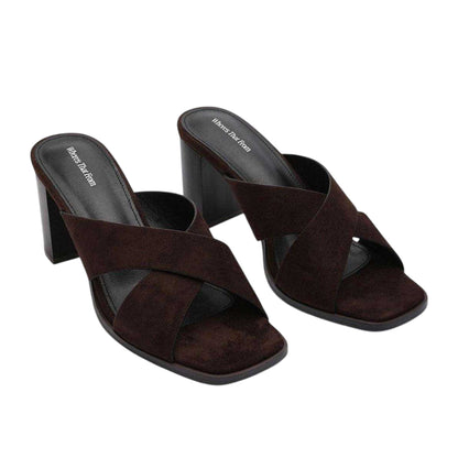 Dark Brown - Side - Where´s That From Womens-Ladies Block Heel Sandals
